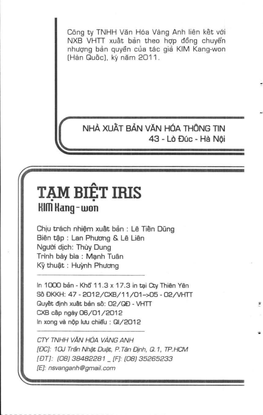 Tạm Biệt Iris - Trang 1